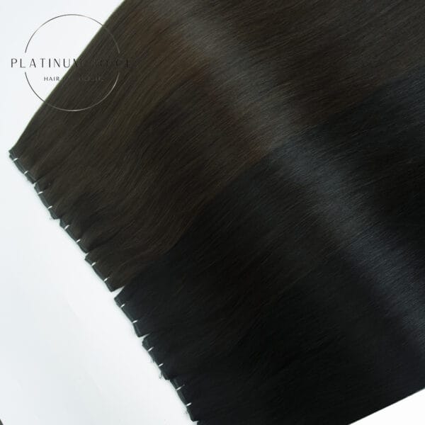 Flat Weft Extensions Premium Hair Solid Dark Color Extension